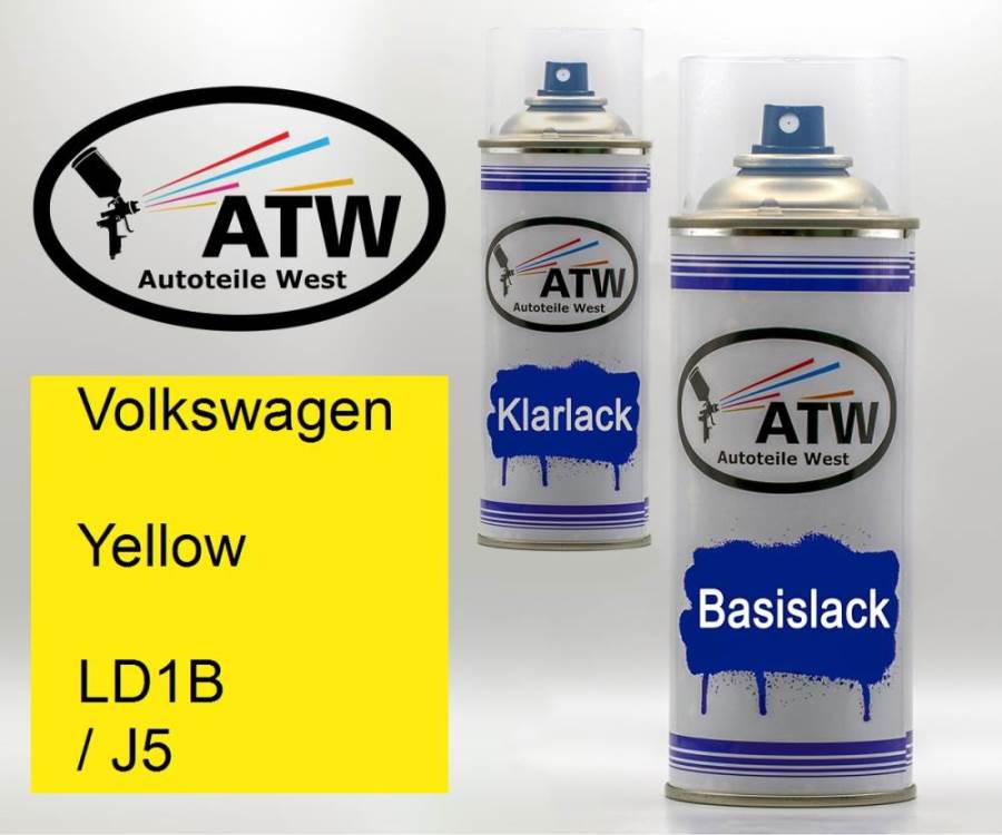 Volkswagen, Yellow, LD1B / J5: 400ml Sprühdose + 400ml Klarlack - Set, von ATW Autoteile West.